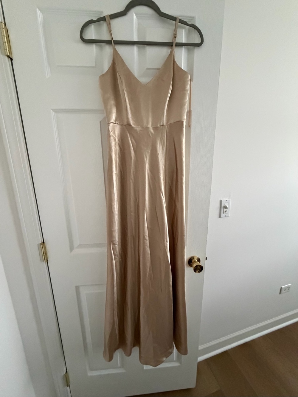 Birdy Grey Satin Slip Maxi Dress in Champagne Gold